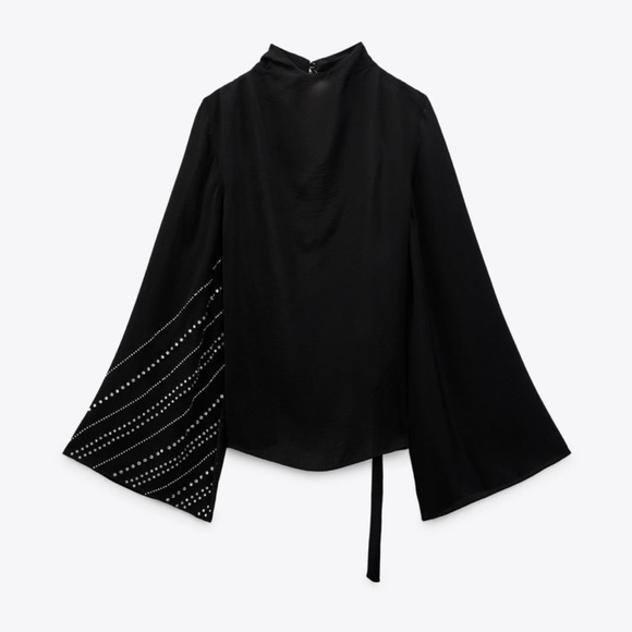 NWT Zara Rhinestone Cape Sleeved Blouse - Picture 9 of 11